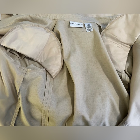 Sz 16 Alfred Dunner tan button front short sleeve top blazer shoulder pads - Picture 5 of 6